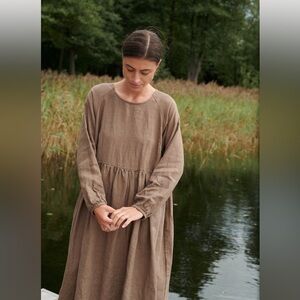 Elegant Brown Long Sleeve Dress